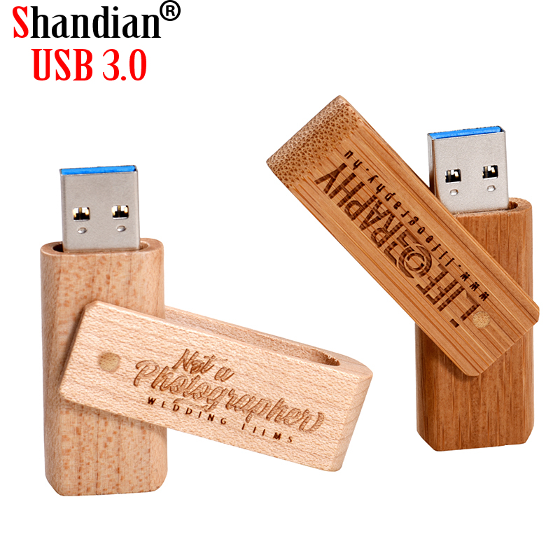 SHANDIAN USB 3.0 고객 로고 나무 플래시 드라이브 나무 Pendrive 4 기가 바이트 8 기가 바이트 16 기가 바이트 32 기가 바이트 64 기가 바이트 메모리 스틱 무료 사용자 정의 로고 Pendrive